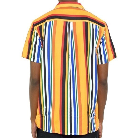 Weiv Of Los Angeles Brilliant Colored Stripe Short Sleeve Button Shirt Mens 2XL - Picture 8 of 12